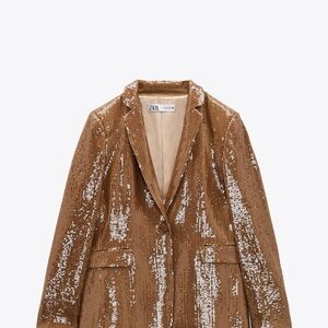 Zara Women's Light Brown Sequin Jacket